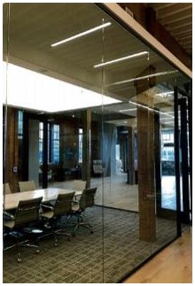 After: glazed conference room after rehabilitation